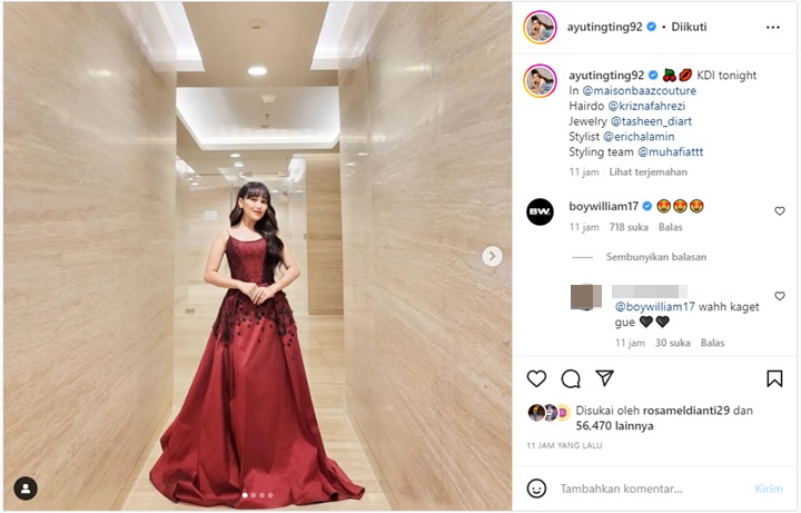 Ayu Ting Ting Pakai Gaun Merah Disebut Makin Mirip Cewek Korea, Komentar Boy William Bikin Salfok
