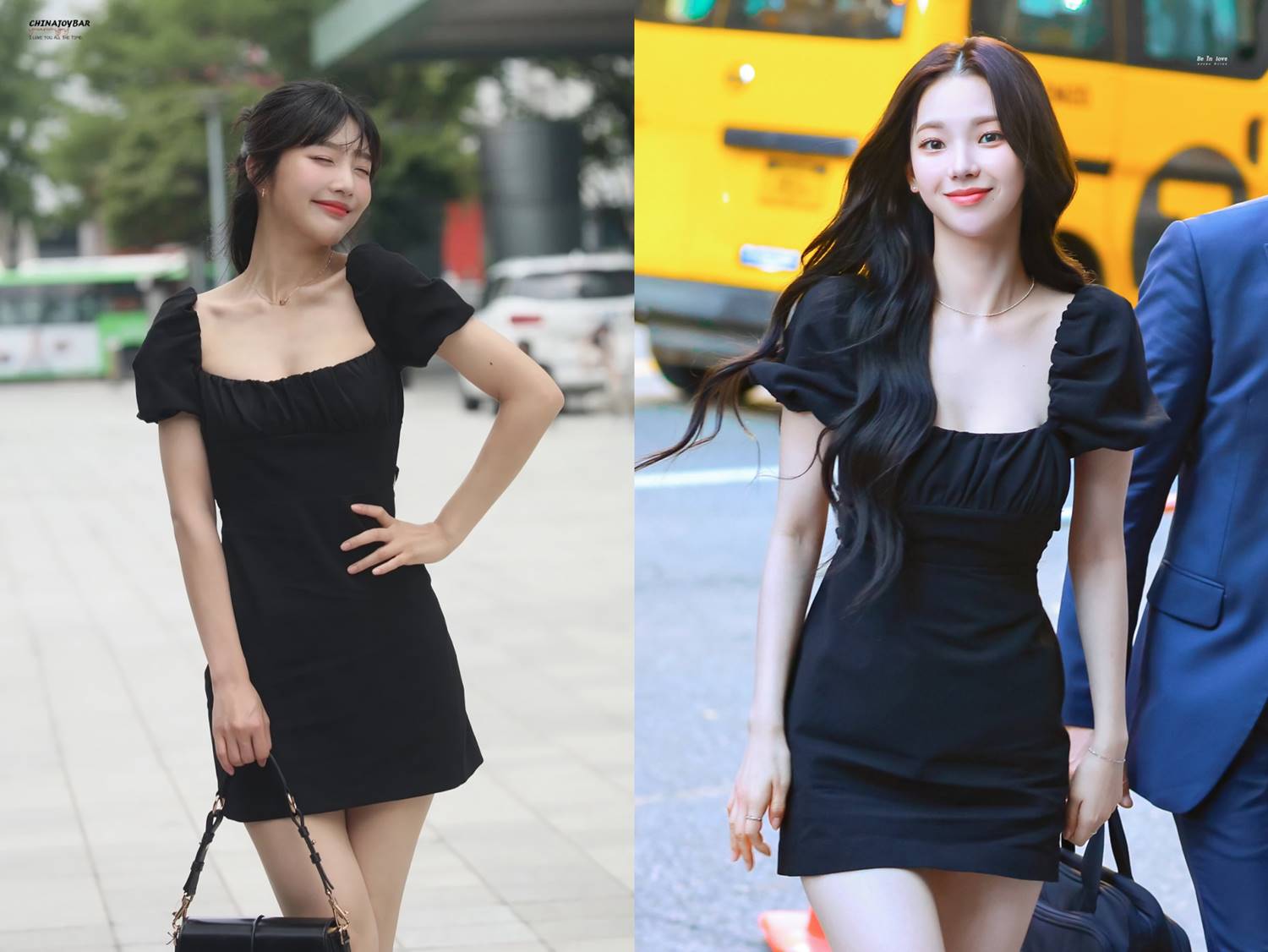 Karina aespa dan Joy Red Velvet mengenakan outfit sama persis