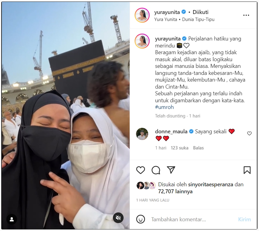 Yura Yunita Alami Keajaiban di Luar Batas Logika Saat Umrah