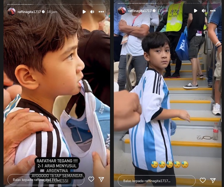 Rafathar Lemas Lihat Argentina Kalah di Piala Dunia, Reaksi Raffi Ahmad Bikin Terharu