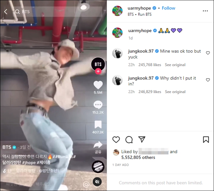 Jungkook Komplain Postingan Instagram J-Hope BTS