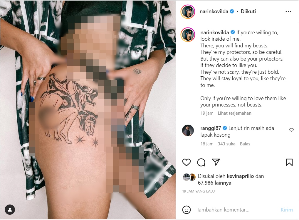 Awkarin Pamer Tato Baru di Paha, Gambarnya Disebut Keren Abis!