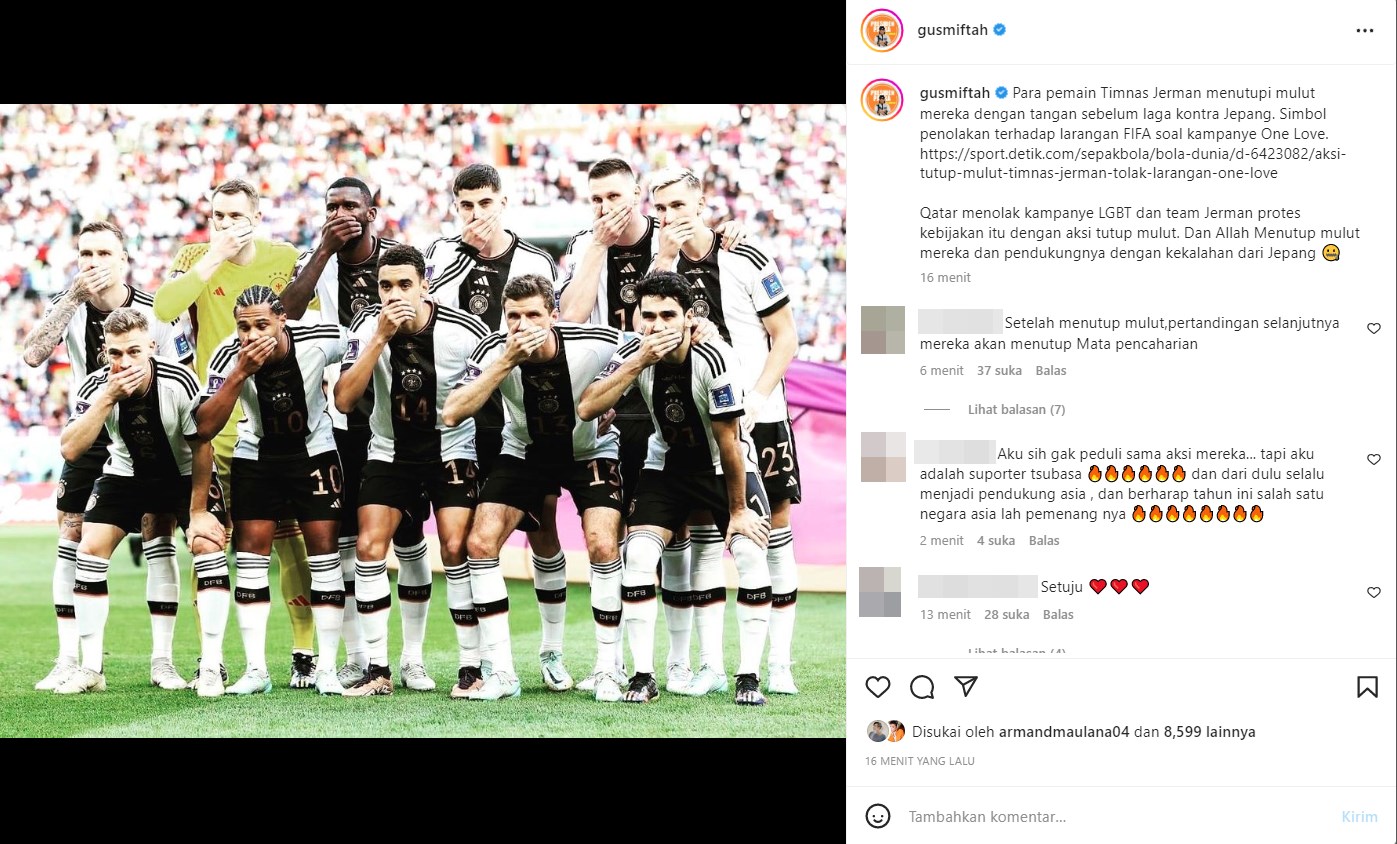 Gus Miftah Soroti Pemain Timnas Jerman yang Protes Kebijakan Qatar Soal LGBT