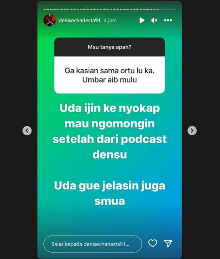 Denise Chariesta Ungkap Reaksi Mengejutkan Sang Ibu Saat Bongkar Aib RD
