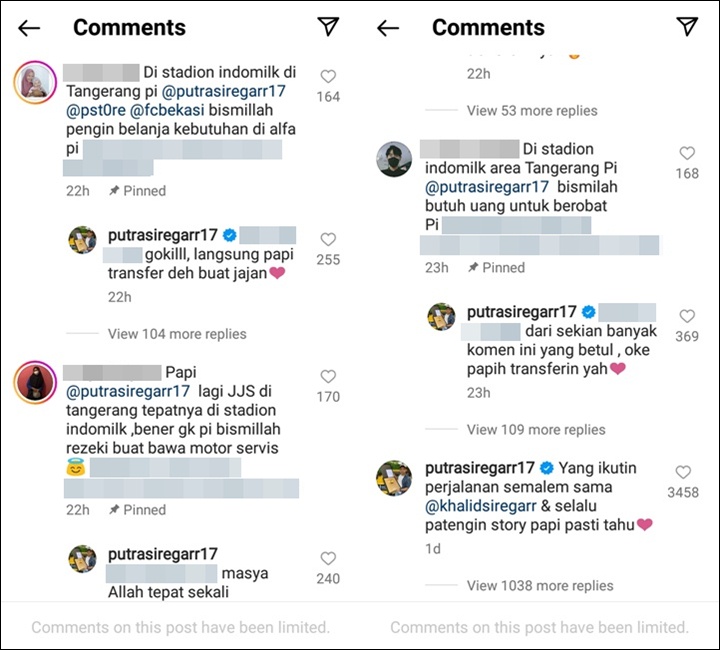 Putra Siregar Bagi-Bagi Transferan Untuk Followers yang Butuh Berobat Hingga Servis Motor