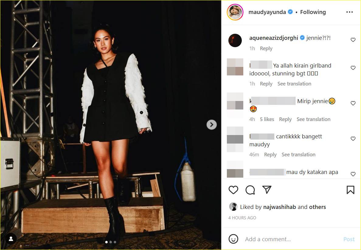 Post baru Maudy Ayunda disebut mirip seperti Jennie BLACKPINK