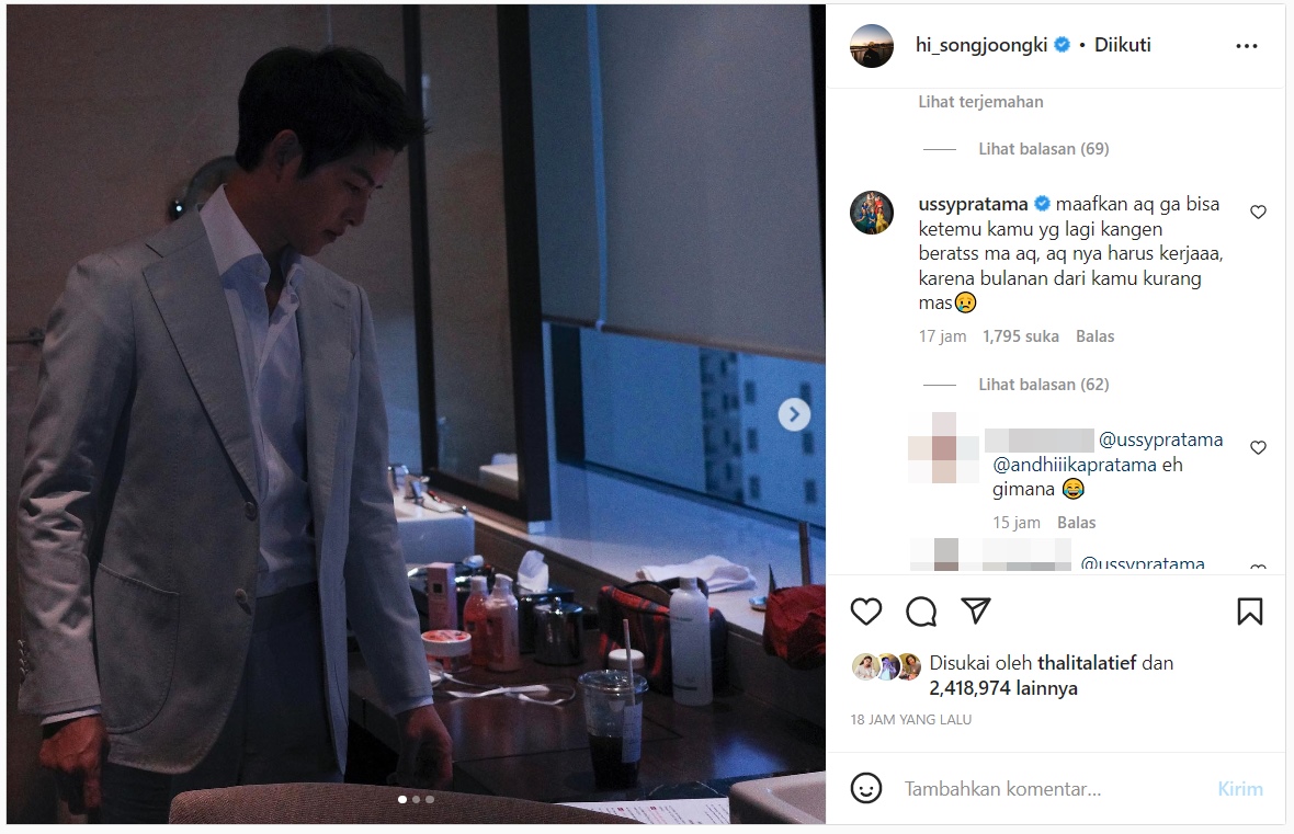 Ussy Sulistiawaty Sampaikan Permintaan Maaf di Post Song Joong Ki