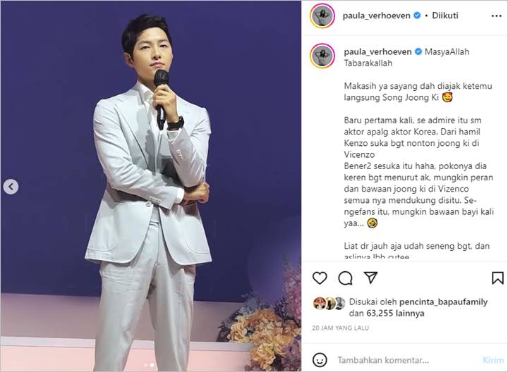 Paula Verhoeven Bongkar Kesan Usai Lihat Song Joong Ki Secara Langsung