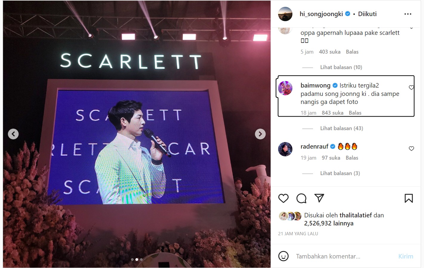 Baim Wong Sebut Paula Verhoeven Nangis Gegara Song Joong Ki