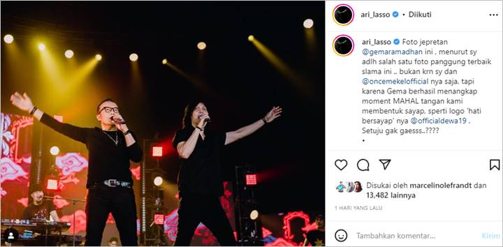 Ari Lasso Takjub Pose Tangan di Foto Bareng Once Mekel Bak Membentuk Sayap
