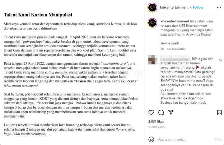 Buka Suara, Agensi Arawinda Kirana Diduga Tuding Amanda Zahra Lakukan KDRT