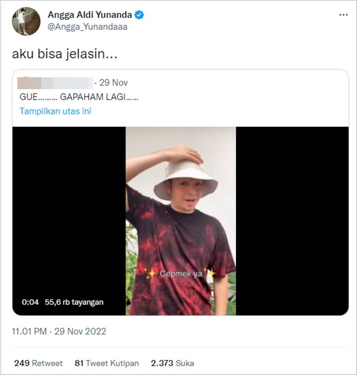 Angga Yunanda Bereaksi Usai Video Tiru Gaya Ngomong Dilan Cepmek Disorot