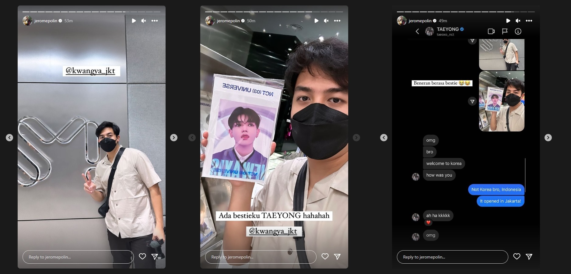 Jerome Polin Pamer ke KWANGYA Jakarta, Balasan Taeyong NCT Bak Bestie