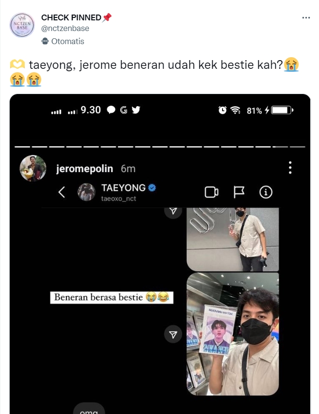 Jerome Polin Pamer ke KWANGYA Jakarta, Balasan Taeyong NCT Bak Bestie