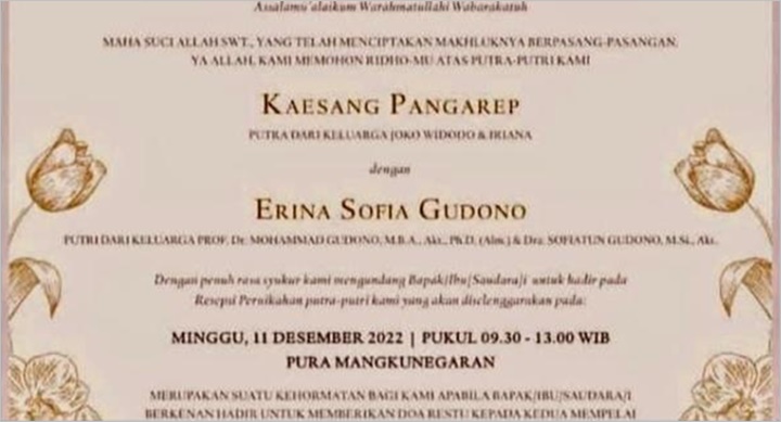 Undangan Nikah Kaesang dan Erina Gudono Bocor, Gelar Akademik Jokowi Bikin Salfok