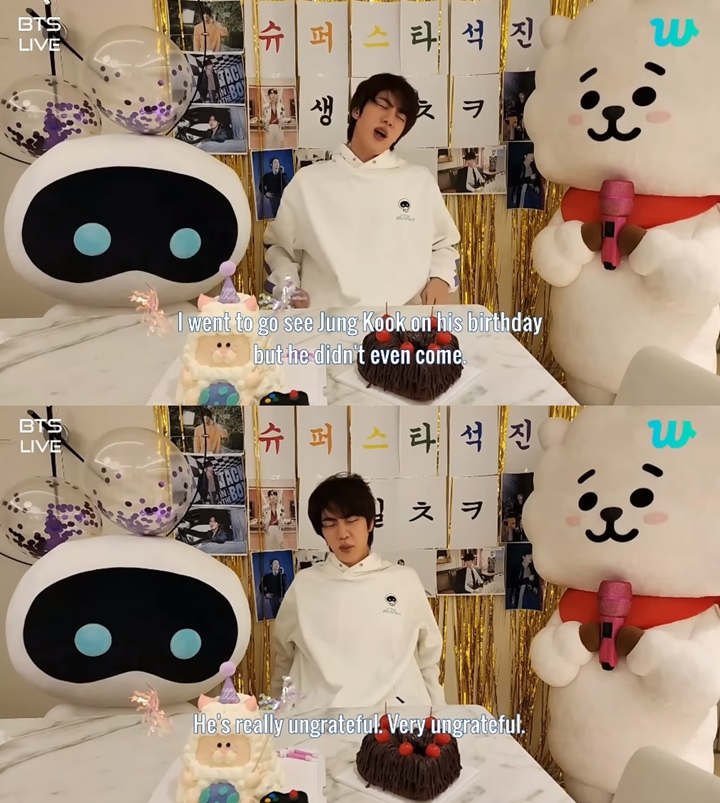 Jin BTS Sambat Gak Disamperin Jungkook Saat Ulang Tahun