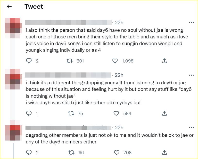 Cuitan dari penggemar terkait dengan hubungan DAY6 dan Jae