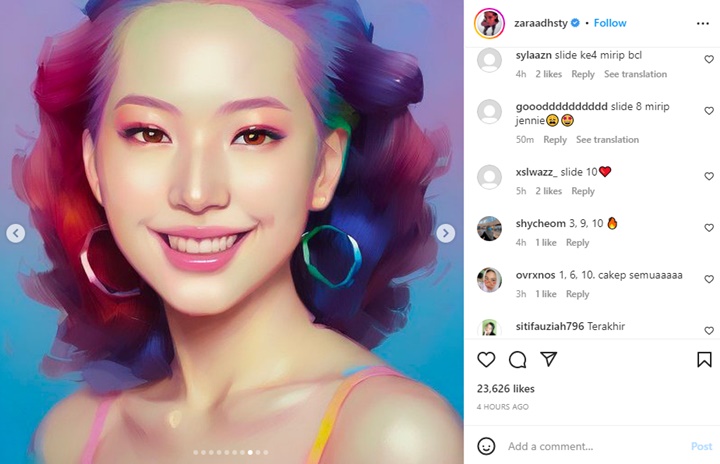 Foto AI Avatar Adhisty Zara Bikin Salah Paham Disangka Jennie BLACKPINK