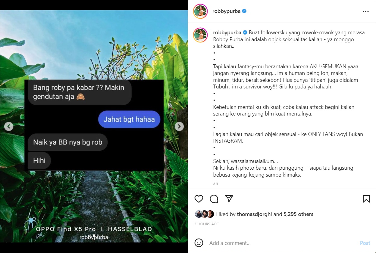 Robby Purba Dijadikan Obyek Seksualitas Para Cowok Hingga Korban Body Shaming
