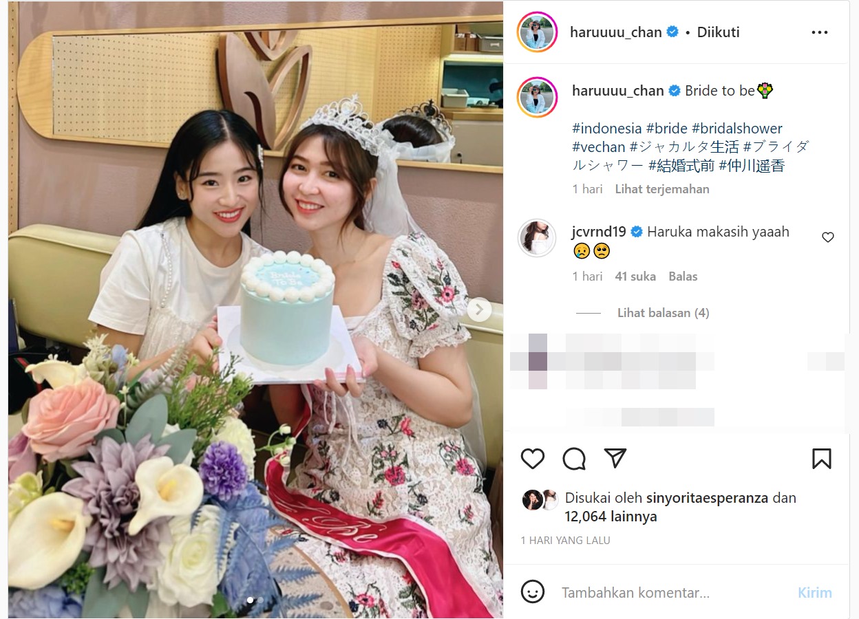 Haruka Nakagawa Eks JKT48 Pamer Bridal Shower Jessica Veranda