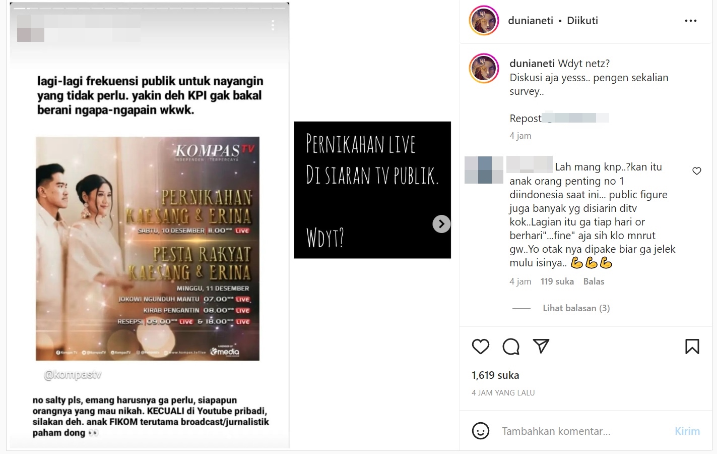 Pernikahan Kaesang Pangarep dan Erina Gudono Tayang di TV Tuai Pro dan Kontra
