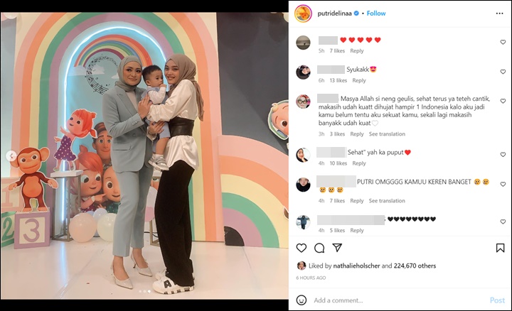 Momen Putri Delina Foto Bareng Nathalie Holscher di Ultah Adzam Tuai Pujian