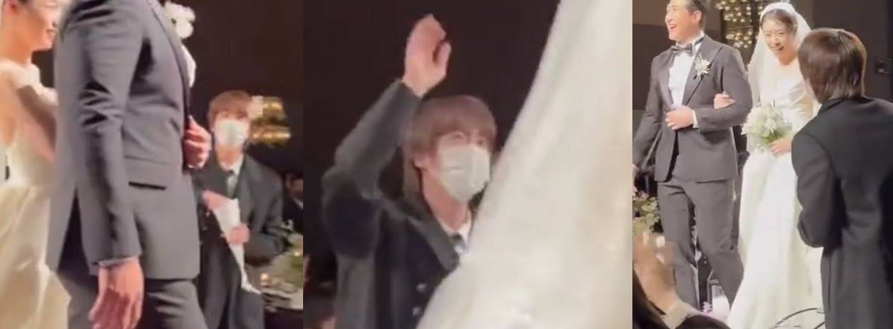 Jin BTS terlihat sangat antusias kala menaburkan bunga untuk Jiyeon T-ARA