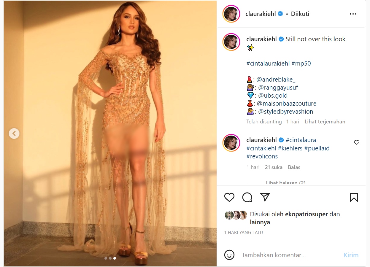 Bak Miss Universe, Cinta Laura Tampil dengan Gaun Berani Tuai Pujian