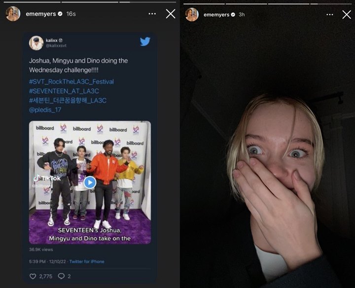 Kelewat Uwu, Dino SEVENTEEN dan Emma Myers \'Wednesday\' Saling Notice di Instagram
