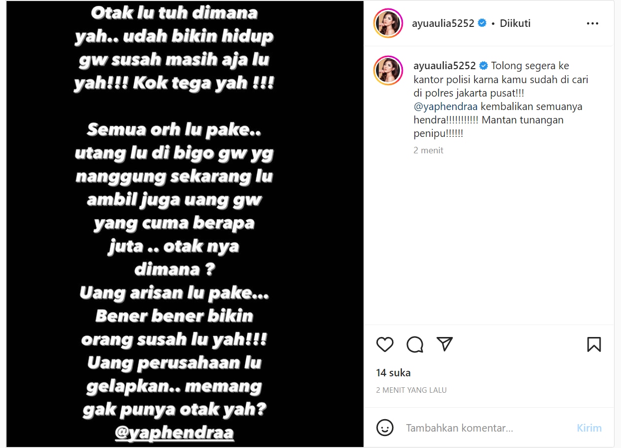 Geram, Ayu Aulia Sebut Mantan Tunangannya Penipu