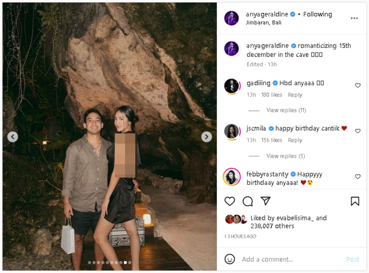 Anya Geraldine Pamer Dinner Romantis Bareng Pacar di Gua, Gaya Busana Bikin Salfok