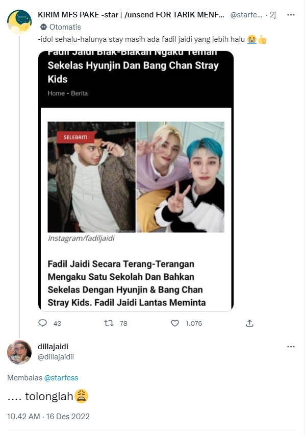 Adik Fadil Jaidi Umumkan Jual Sang Kakak Efek Halu ke NCT & Stray Kids