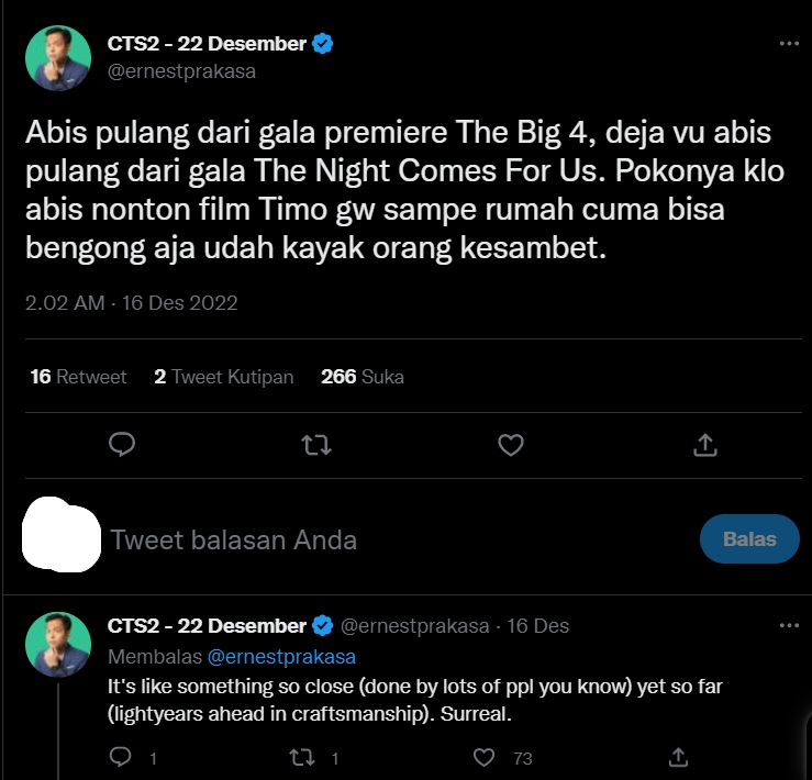 Puji Film \'The Big 4\', Ernest Prakasa Ngaku Alami Dejavu