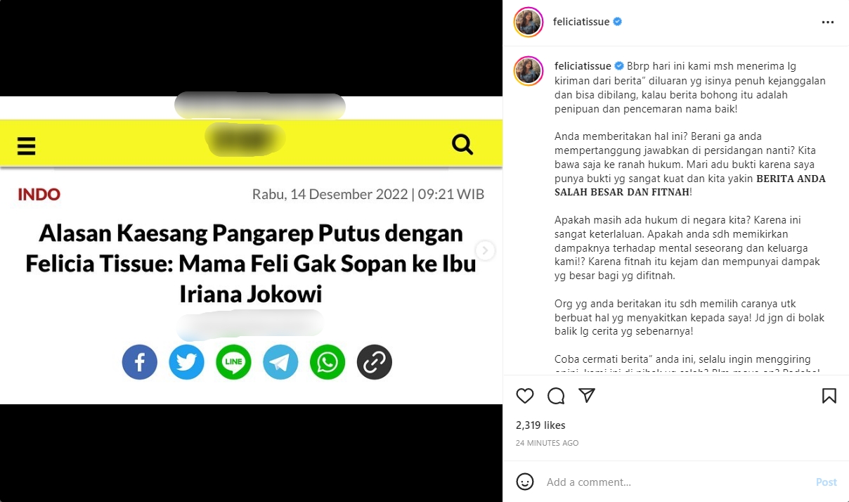 Putus dari Kaesang Pangarep, Felicia Tissue Marah usai Sang Ibu Dituding Jadi Penyebabnya