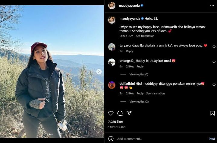 Maudy Ayunda Ultah ke-28