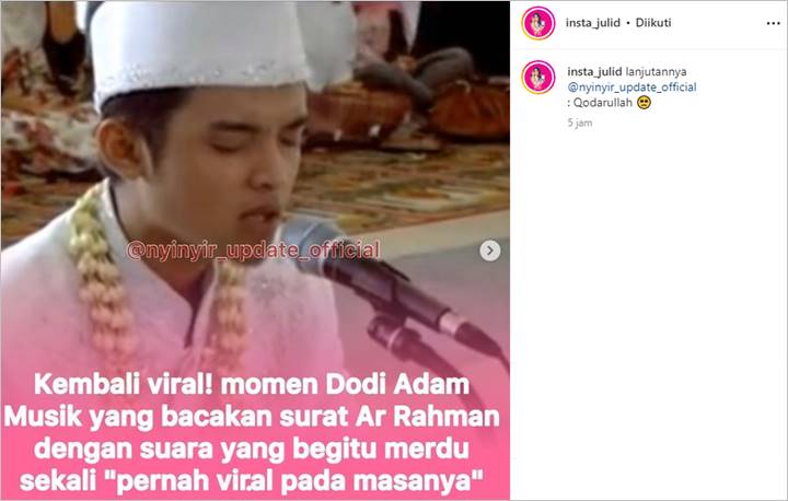 Cerai Setelah 11 Tahun Menikah, Video Lawas Dodi Personel ADAM Lantunkan Surat Ar-Rahman Disorot Lagi