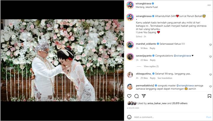 Wirang Birawa Resmi Menikah, Kenang Firasat di Perkenalan Awal dengan Umi Kalsum Sang Istri