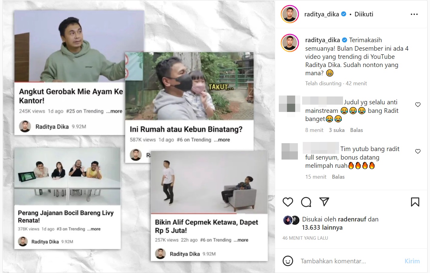 Postingan Tak Biasa Raditya Dika Picu Kecurigaan