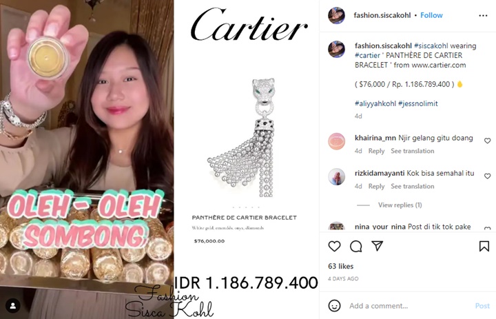 Harga Gelang Macan Sisca Kohl Kembaran dengan Jisoo BLACKPINK Tembus Rp1 M