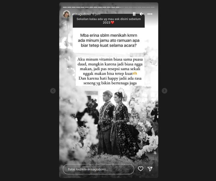 Bukan Minum Jamu, Erina Gudono Bongkar Rahasia Badan Tetap Fit Sepanjang Acara Pernikahan