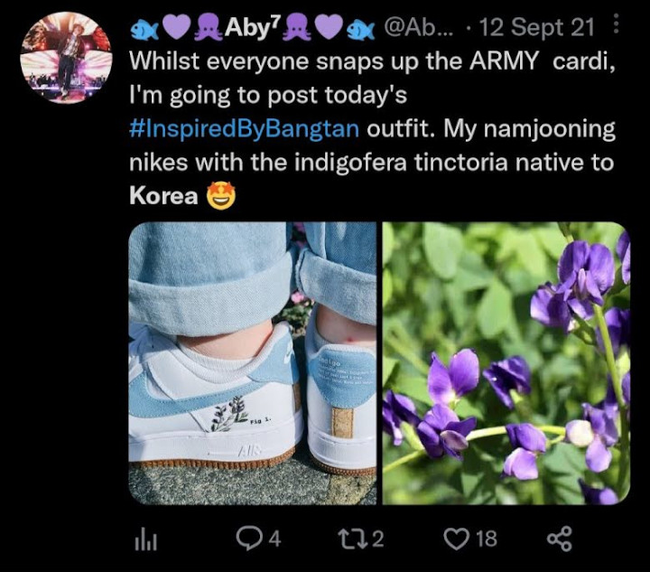 Gara-Gara RM BTS, Sepatu Berdesain Bunga Indigofera Jadi Buruan