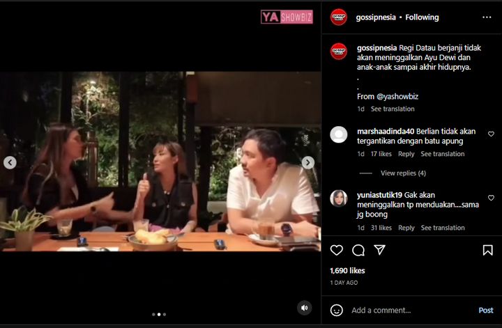 Alasan Regi Datau Pertahankan Rumah Tangga dengan Ayu Dewi