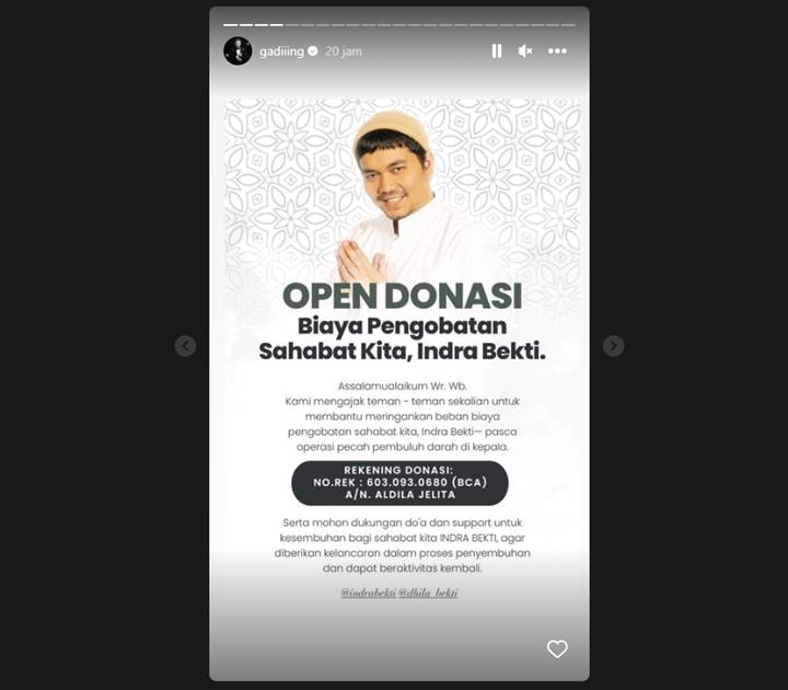 Gading Marten Bagikan Poster Open Donasi untuk Indra Bekti Tuai Sambutan Hangat