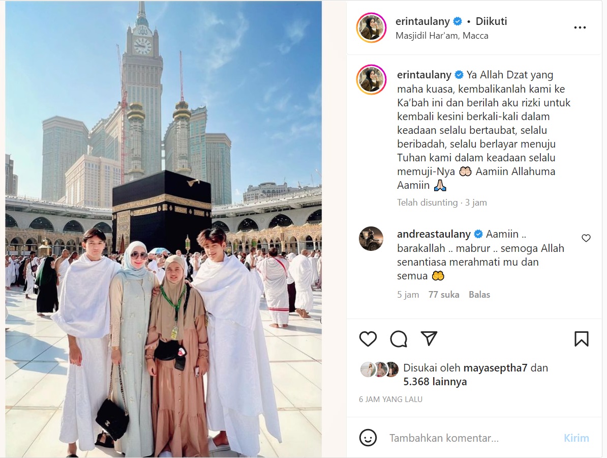 Andre Taulany Komentari Postingan Istri dan Anak Umrah Tanpa Dirinya