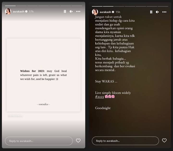 Sambut 2023, Aura Kasih Pilih Berbagi Nasihat Soal Cara Jalani Hidup