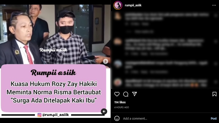 Norma Risma Diminta Pengacara Rozy Bertaubat