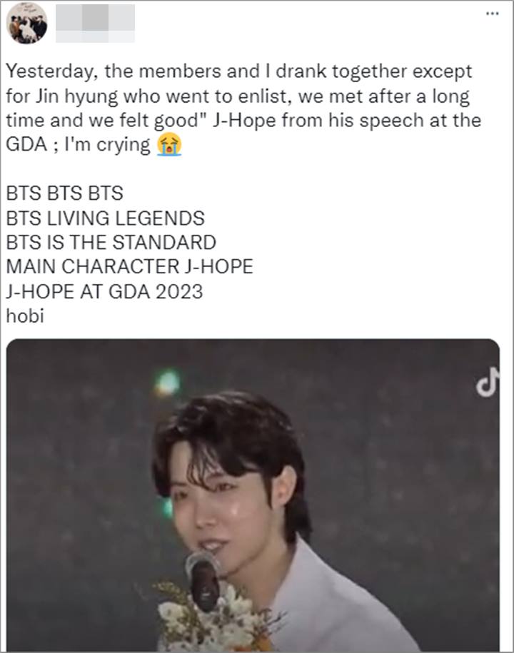 GDA 2023: J-Hope Bicara Tentang Para Member BTS Saat Pidato Bikin ARMY Mewek haru