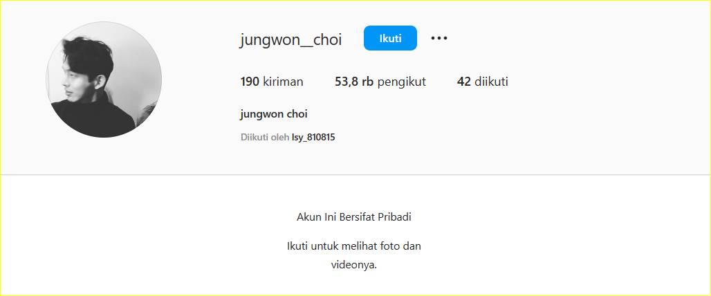 Choi Jung Won mengunci Instagram pribadinya