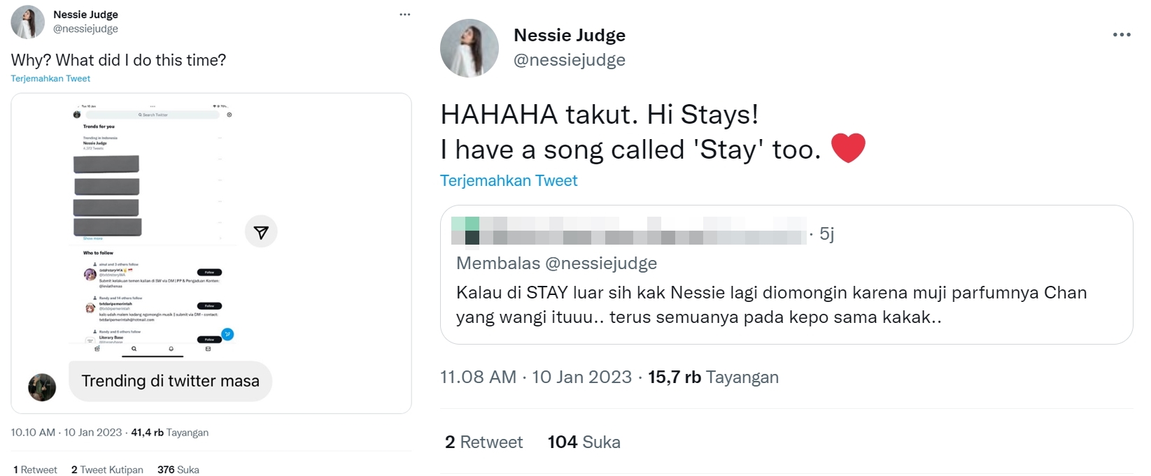 Nessie Judge Trending usai Puji Parfum Bang Chan Stray Kids