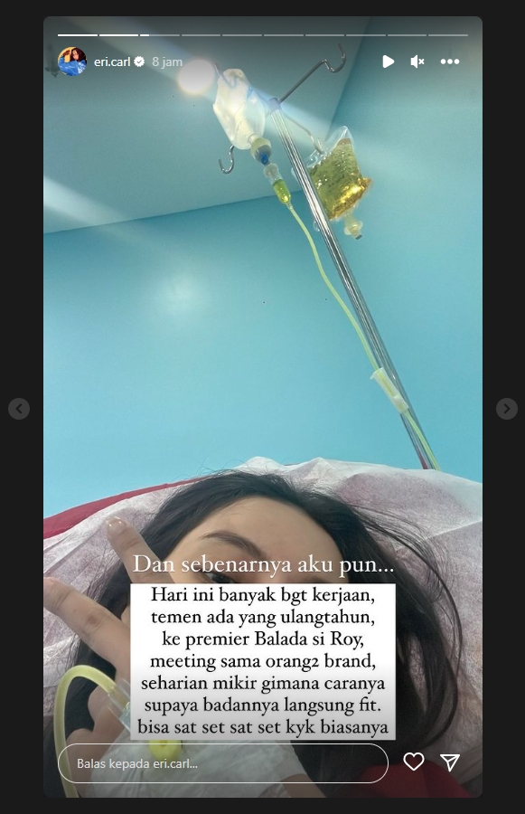 Erika Carlina Beber Kondisi Tangan Diinfus Bikin Khawatir